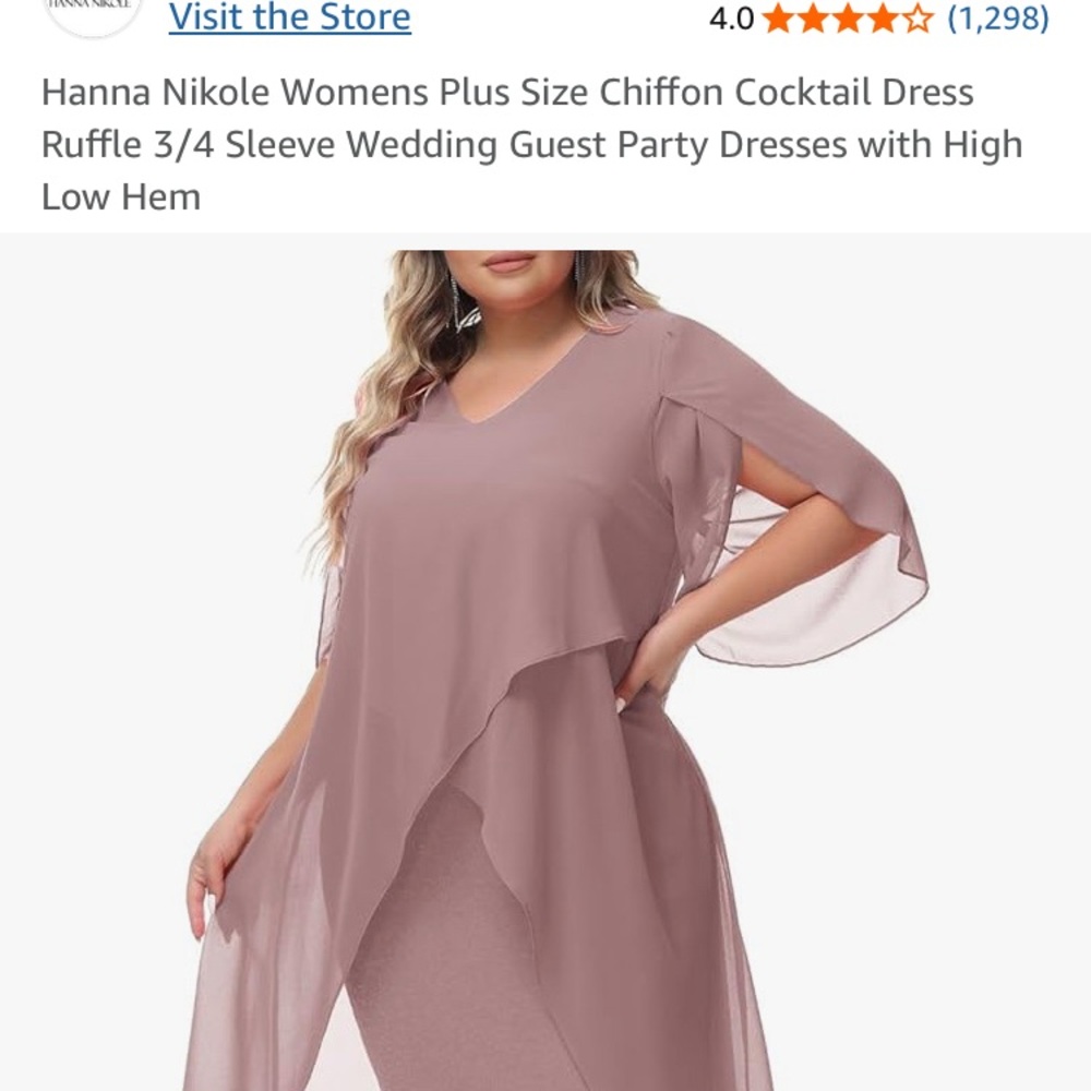 Elegant Mauve Chiffon High-Low Dress